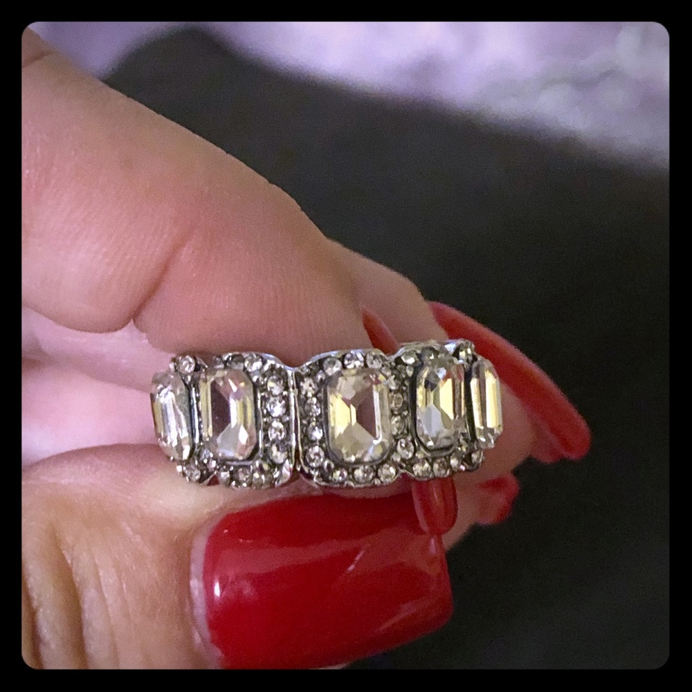 Eternity band silver with simulated diamonds
